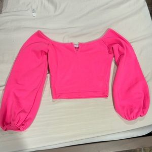 Pink Fashion Nova off the shoulder cropped sweater